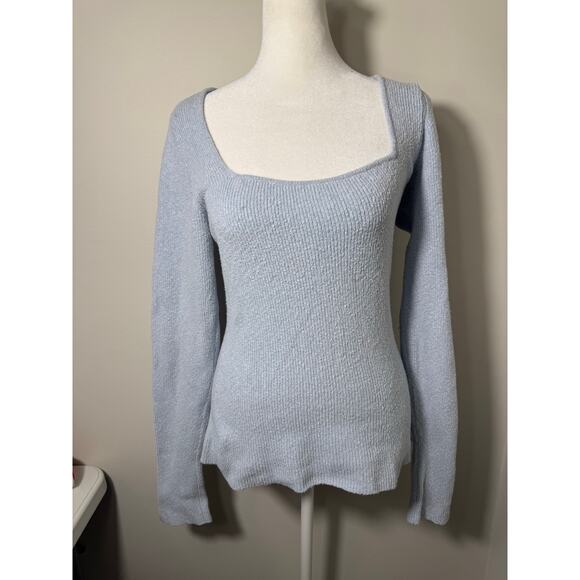 Wilfred Fitting Long Sleeve Square Neck Blue Top Size L - Picture 1 of 6